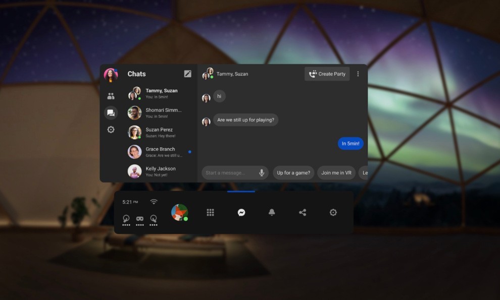 Facebook messenger dhe Oculus Quest